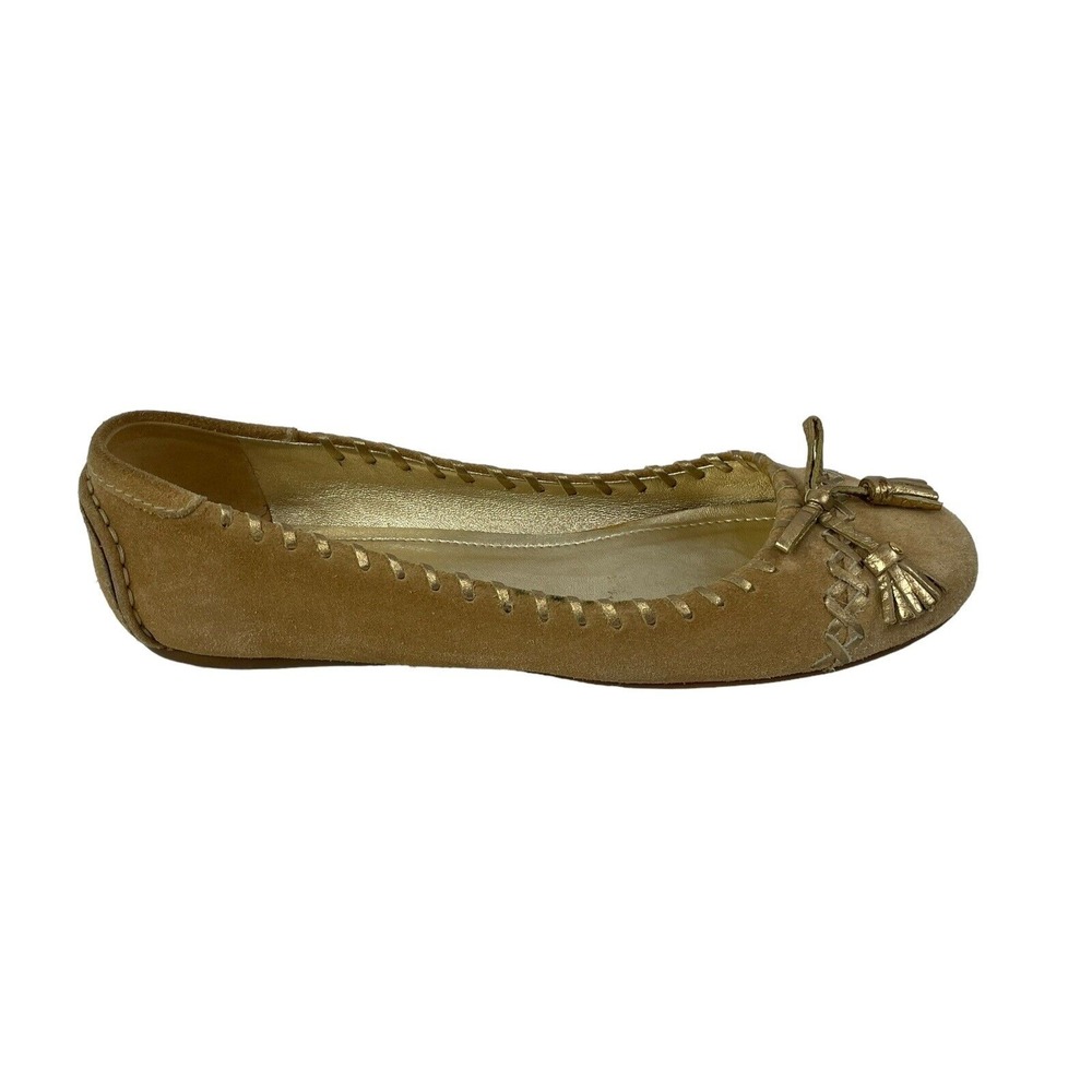 The Original Car Shoe Womens Size 38 US 7.5 Tan Suede Ballet Flats Tassel Shoes